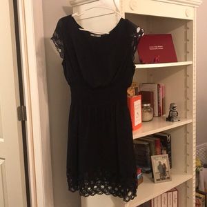 Navy dress with cinching in waist